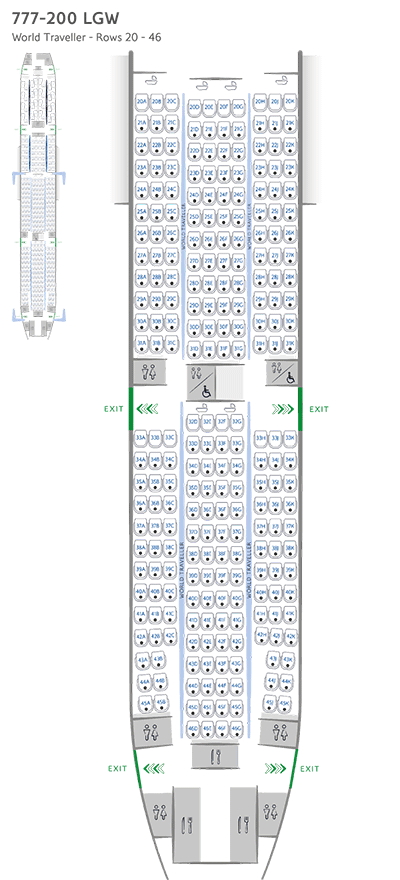 Boeing 777-200 World Traveller seat map