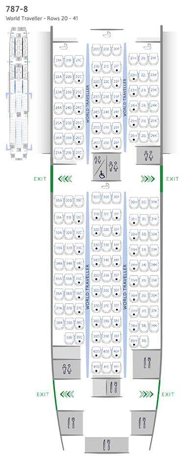 Boeing 787-8 World Traveller seat map