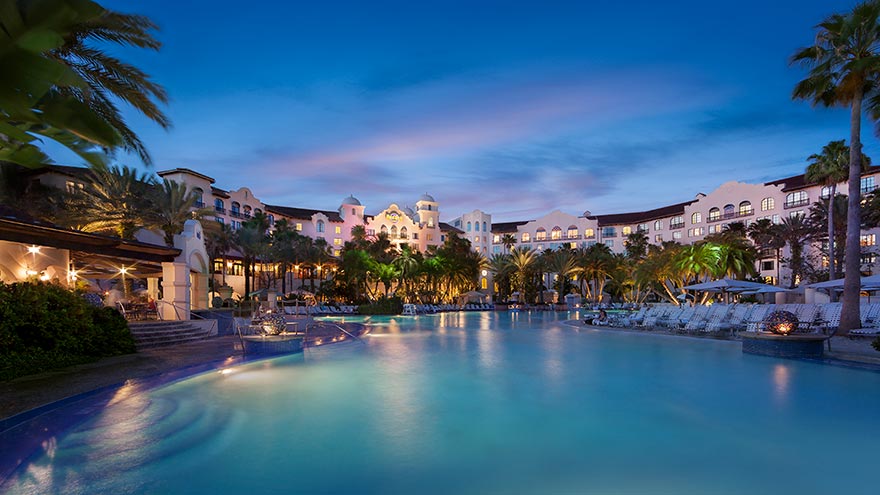 Evening exterior at the Hard Rock Hotel® at Universal Orlando™