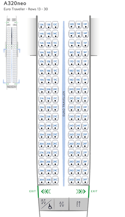 A320neo Euro Traveller seat map