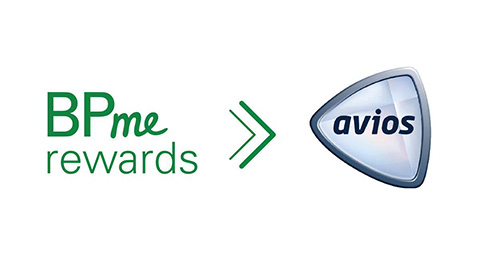 BPme Rewards logo with arrow to Avios logo.