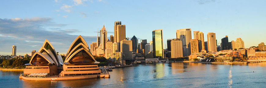 View of Sydney's coast with Sydney Opera House.
