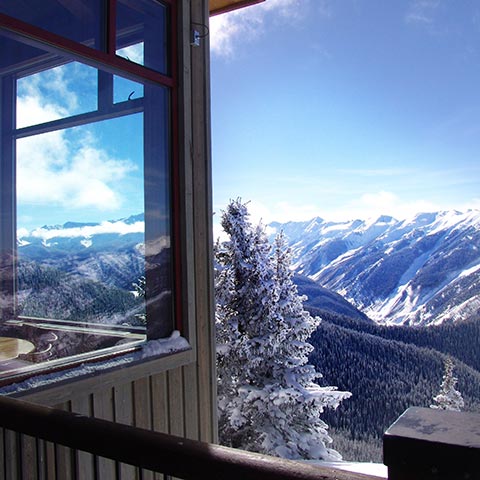 Cabin view of the beautiful mountain.