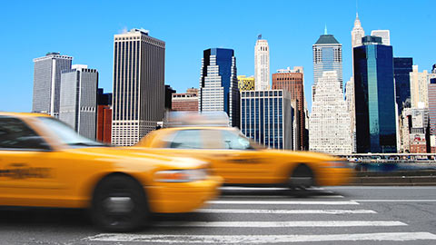 Cars and taxis in New York.