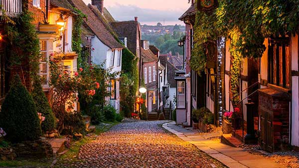 Cobbled street in the UK. 