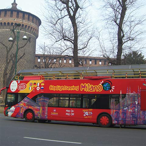 Milan sightseeing bus tour.