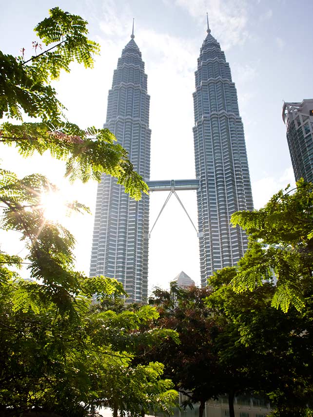 Petronas Towers in the late afternoon, Kuala Lumpur. ©enviromantic.