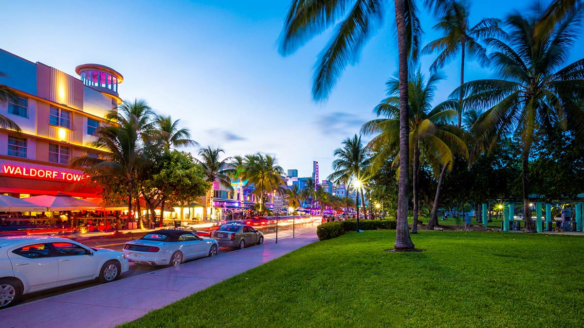 The Art Deco district of South Beach, Miami in Florida USA. Photo credit: Pola Damonte / Getty Images.