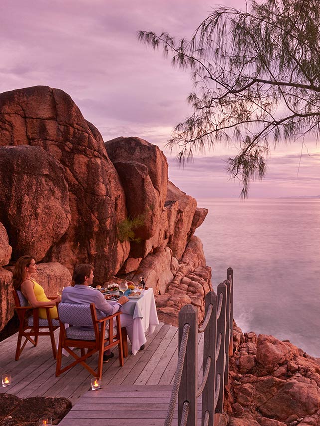 Enjoy a romantic dinner with ocean views