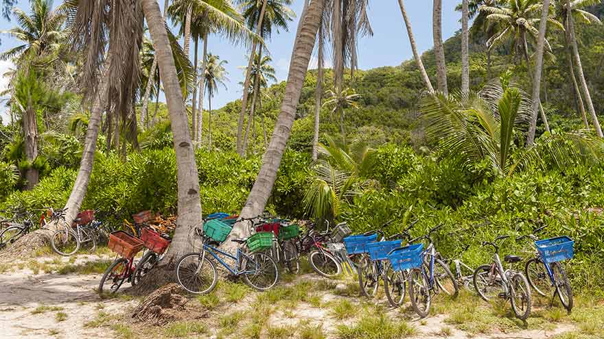 La Digue is easy to explore by bicycle © Getty