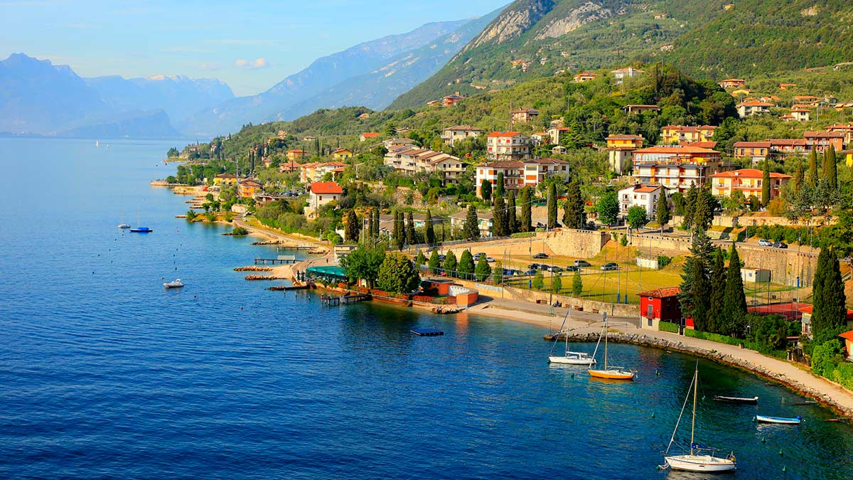 Italian Lake Garda paradise panorama.